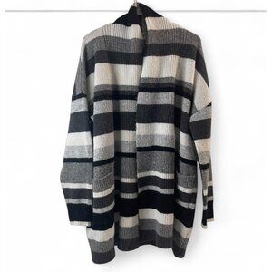 Time and True TM Oversized Striped Cardigan Sweater Open Front Longline Knit